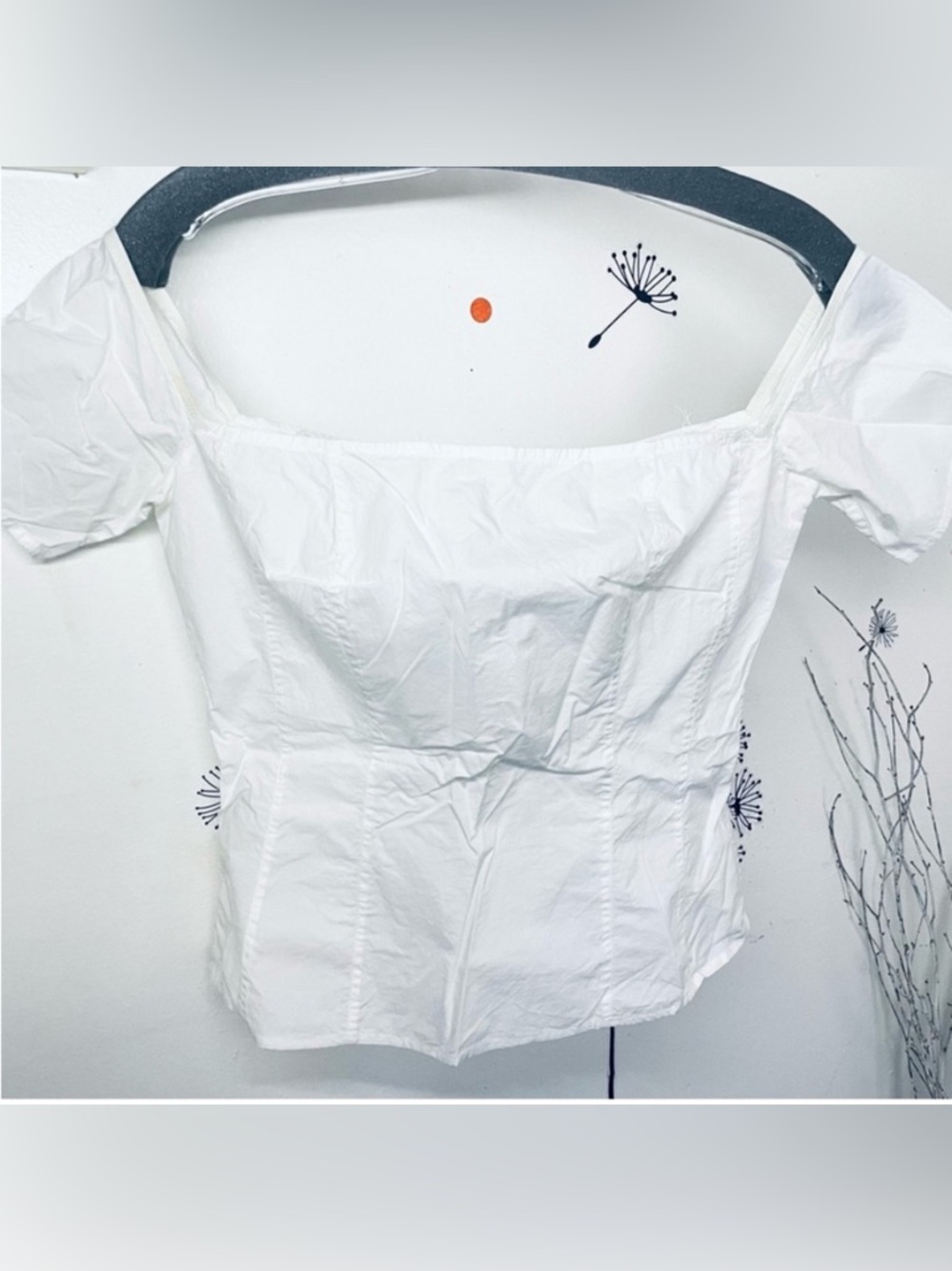 Morgane Le Fay White Square-Neck Puff Sleeve Blouse